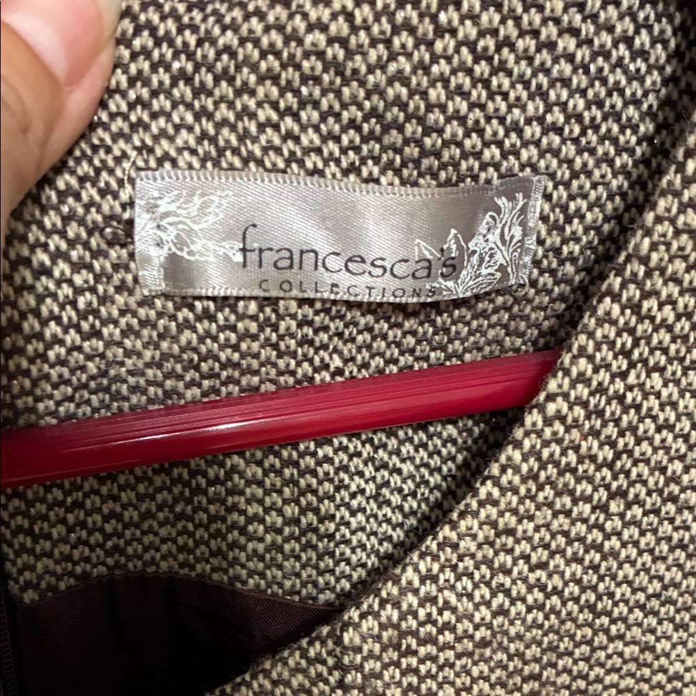 Francesca's Brown and Cream Knit Shimmer Dress